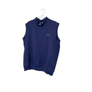 Pebble Beach Sweater Vest Mens XL‎ Blue 1/4 Zip Mock Neck Performance Golf